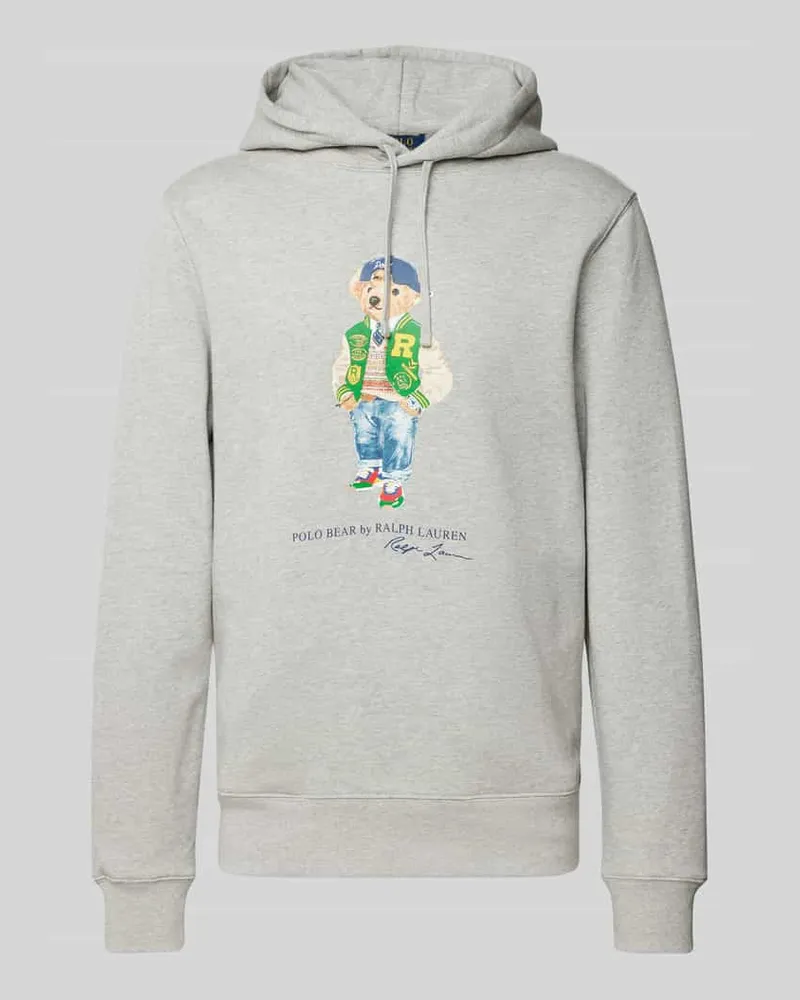 Ralph Lauren Hoodie mit Motiv-Print Hellgrau