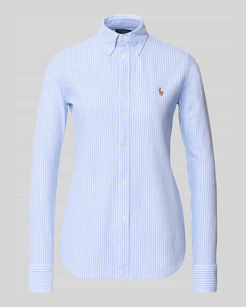 Ralph Lauren Regular Fit Hemdbluse aus reiner Baumwolle Modell 'HEIDI Hellblau
