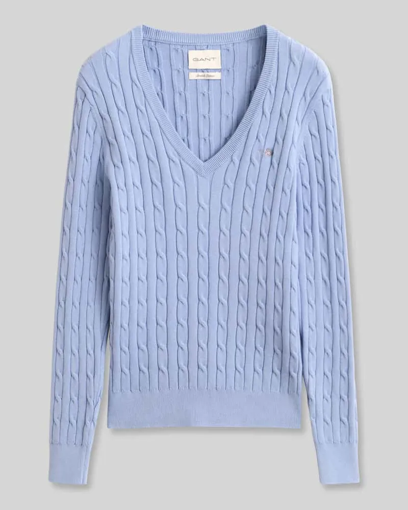 Gant Regular Fit Pullover aus Baumwoll-Mix mit Logo-Stitching Hellblau