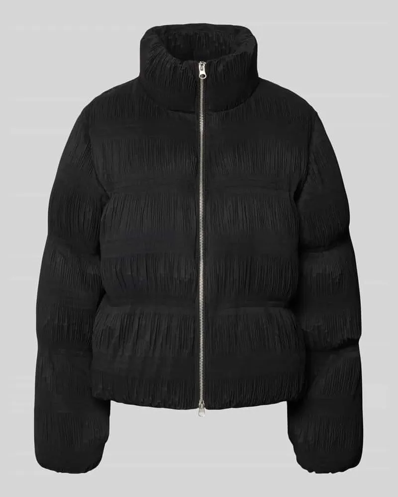 Y.A.S Steppjacke mit strukturierter Oberfläche Black
