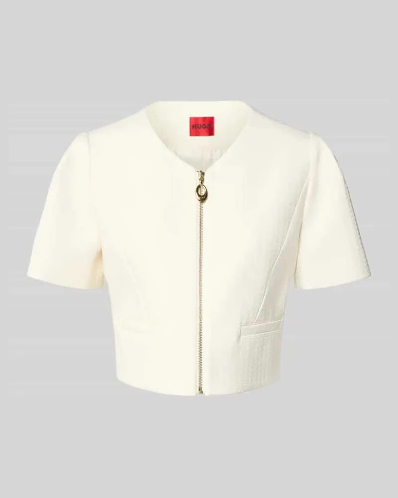 HUGO BOSS Slim Fit Kurzblazer mit Viskose-Anteil Modell 'Ambelle Offwhite