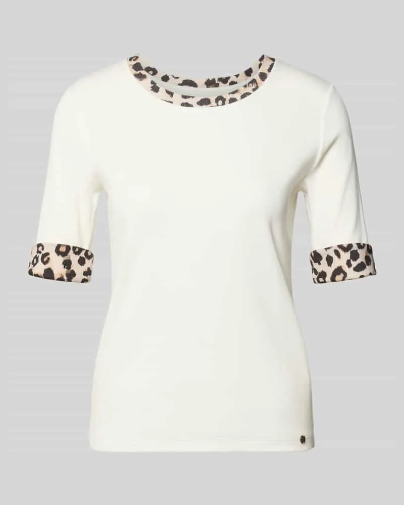 Marc Cain Regular Fit T-Shirt mit Animal-Print Offwhite