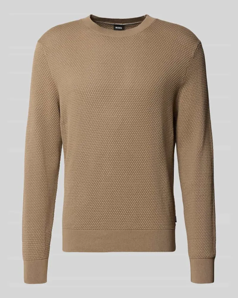 HUGO BOSS Regular Fit Pullover aus reiner Baumwolle Modell 'Lalex Beige