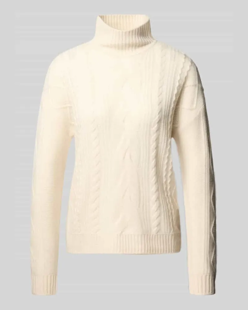 Christian Berg Kaschmirpullover mit Zopfmuster Offwhite