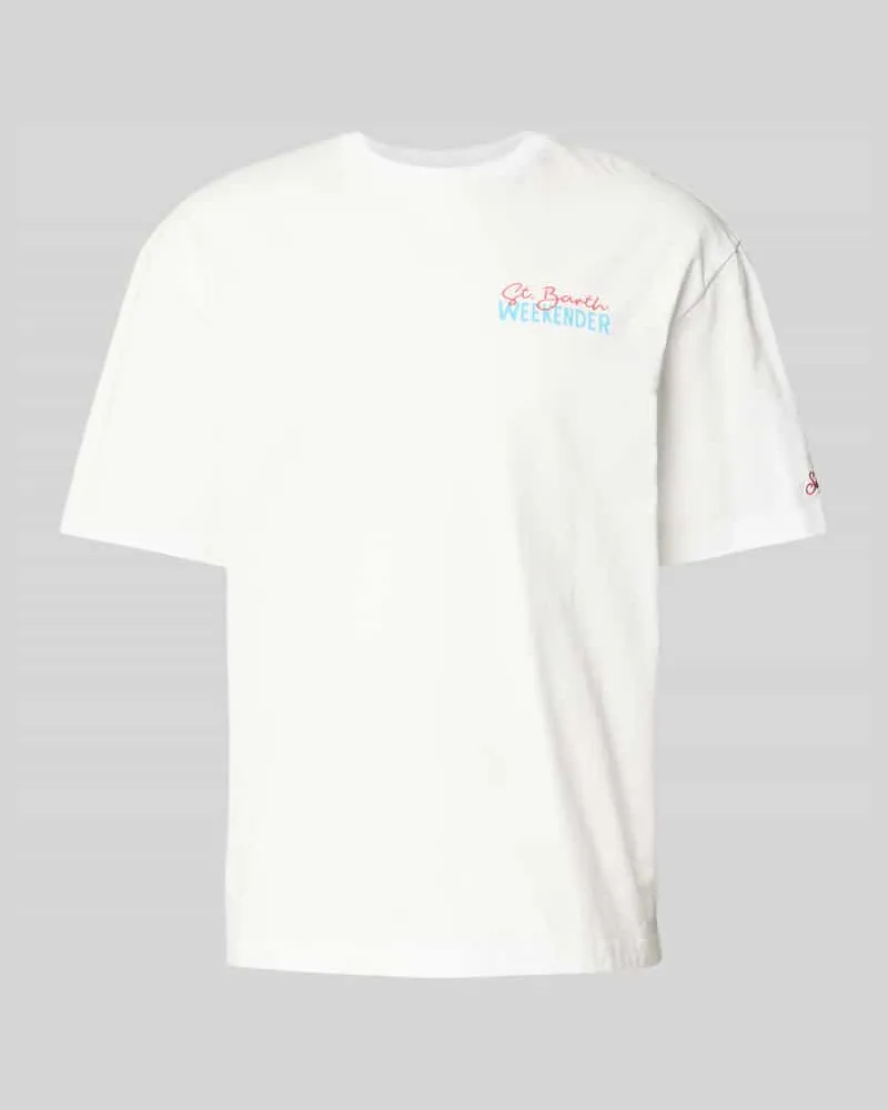 MC2 Saint Barth T-Shirt mit Statement-Print und Rundhalsausschnitt Weiss