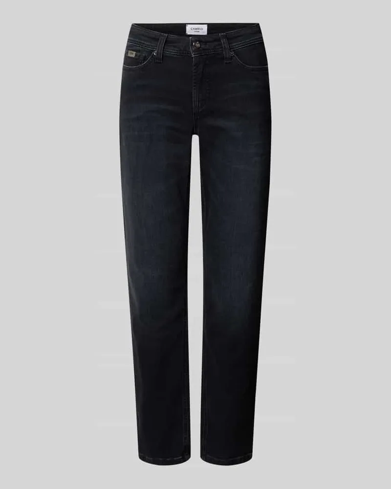 Cambio Slim Fit Jeans mit Label-Patch Modell 'PIPER CROPPED Black