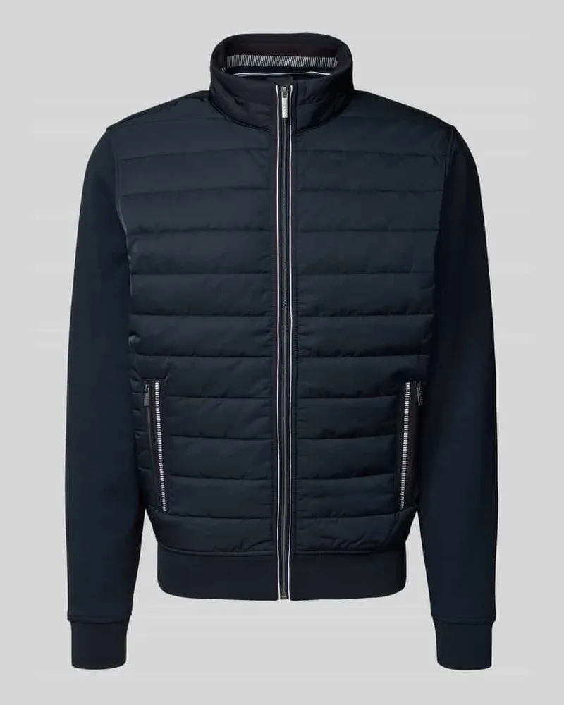 Bugatti Steppjacke mit Stehkragen und Reißverschlusstaschen Marine