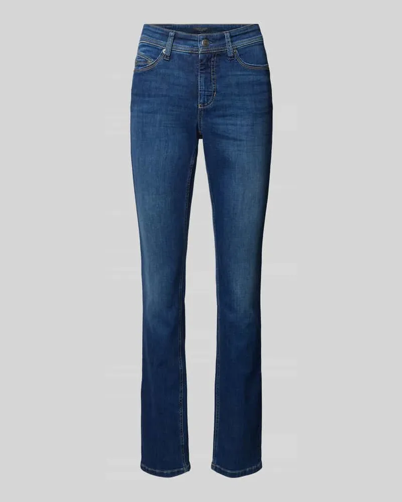 Cambio Straight Fit Jeans im Used-Look Modell 'Parla Blau