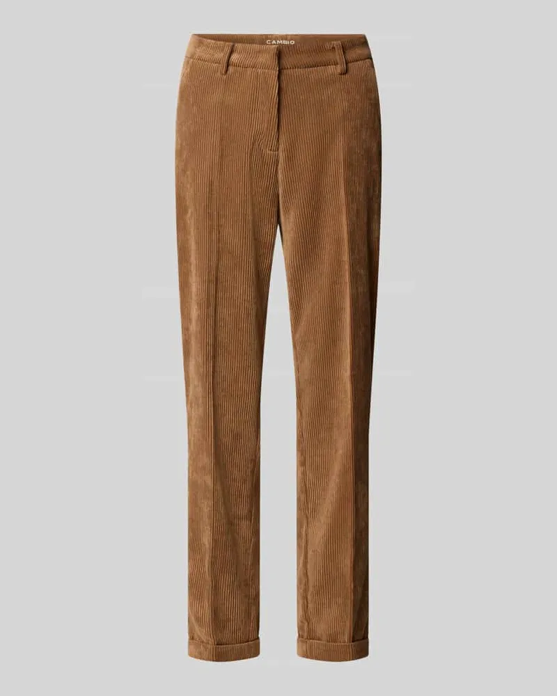 Cambio Regular Fit Cordhose mit fixiertem Beinumschlag Modell 'KRYSTAL Camel
