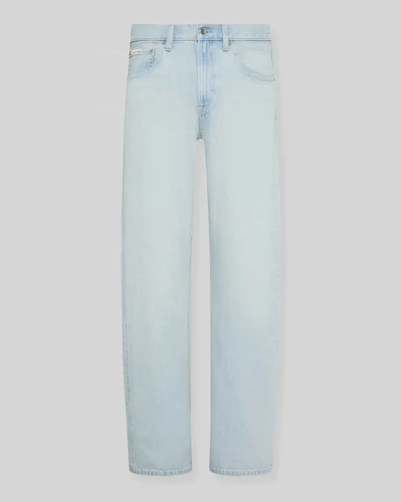 Calvin Klein Straight Fit Jeans aus reiner Baumwolle im 5-Pocket-Design Hellblau