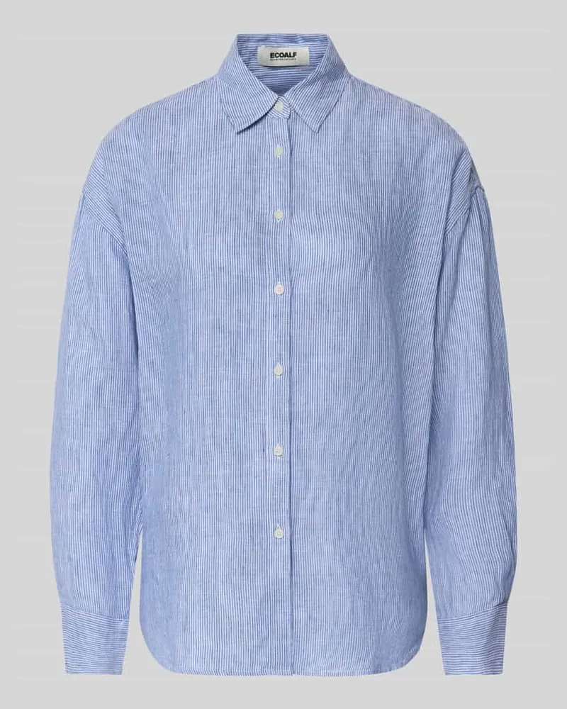 ECOALF Relaxed Fit Leinenbluse mit Streifenmuster Modell 'DARIA Hellblau