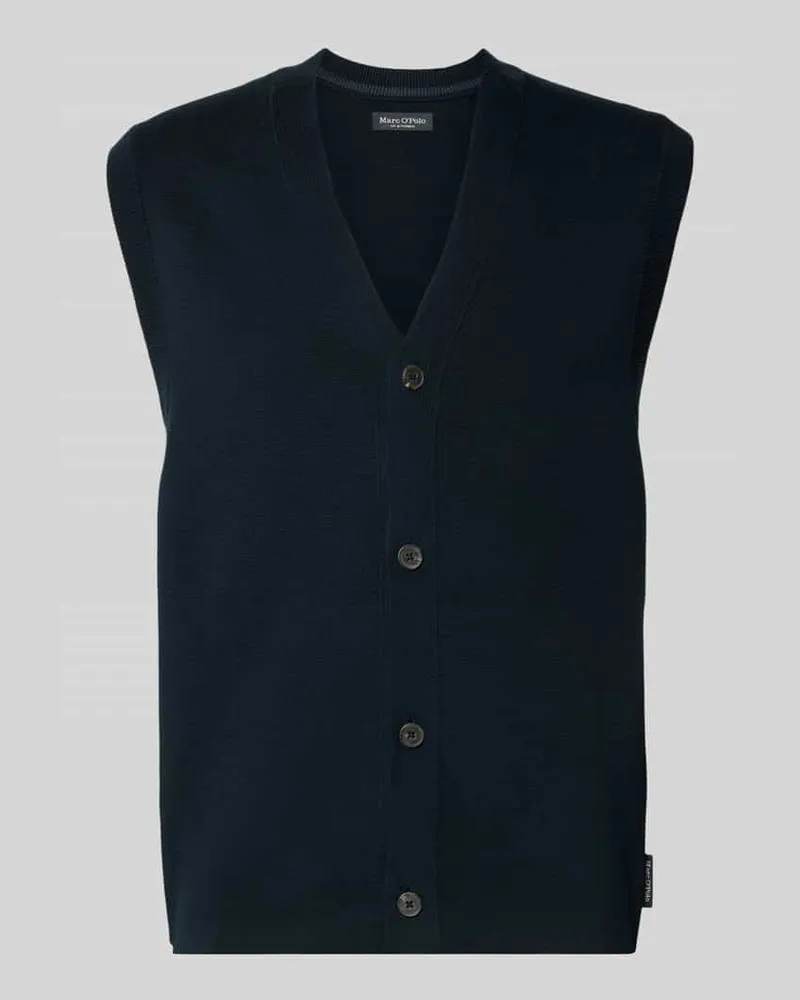 Marc O'Polo Regular Fit Strickweste aus reiner Baumwolle Marine