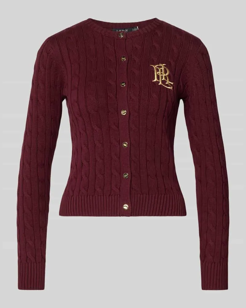 Ralph Lauren Strickjacke mit Zopfmuster und Label-Stitching Modell 'RALHAN Bordeaux