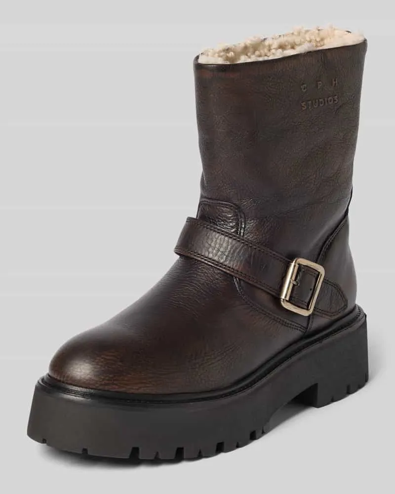 Copenhagen Boots aus echtem Leder mit verstellbarer Schnalle Dunkelbraun