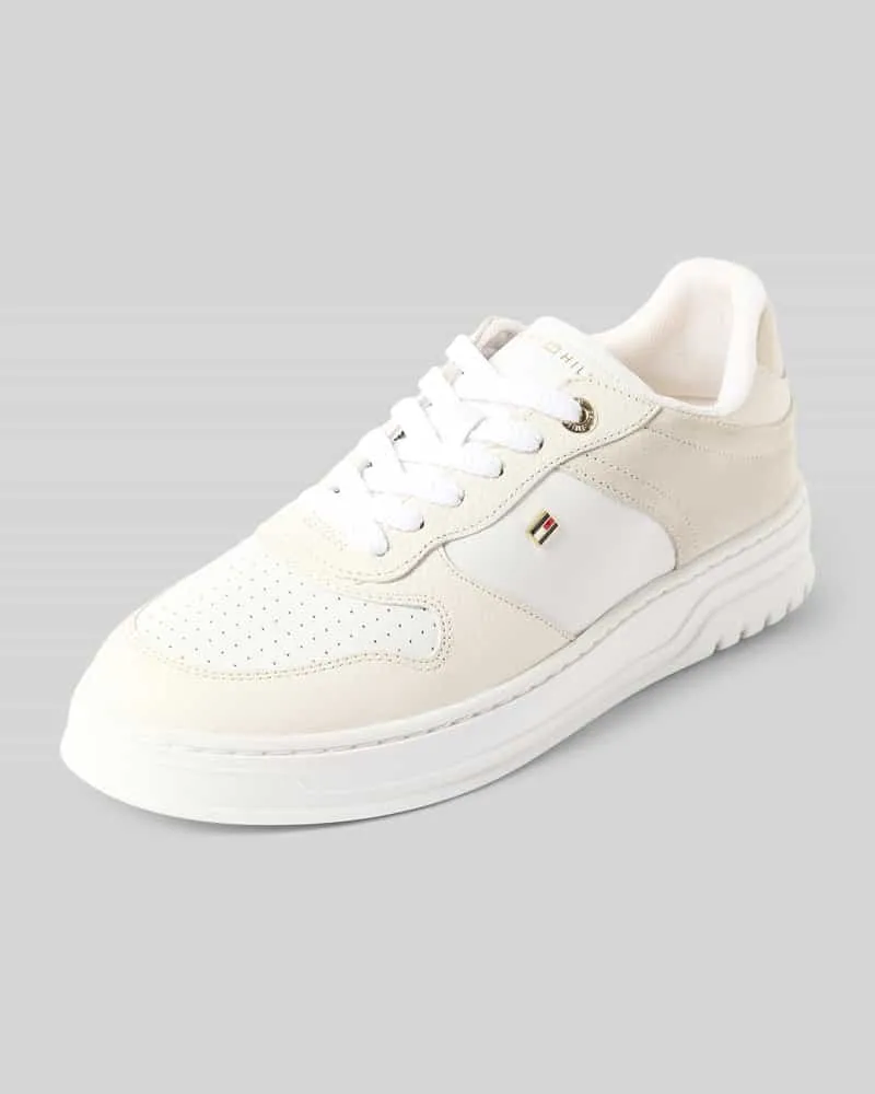 Tommy Hilfiger Low Top Sneaker mit echtem Lederbesatz Weiss