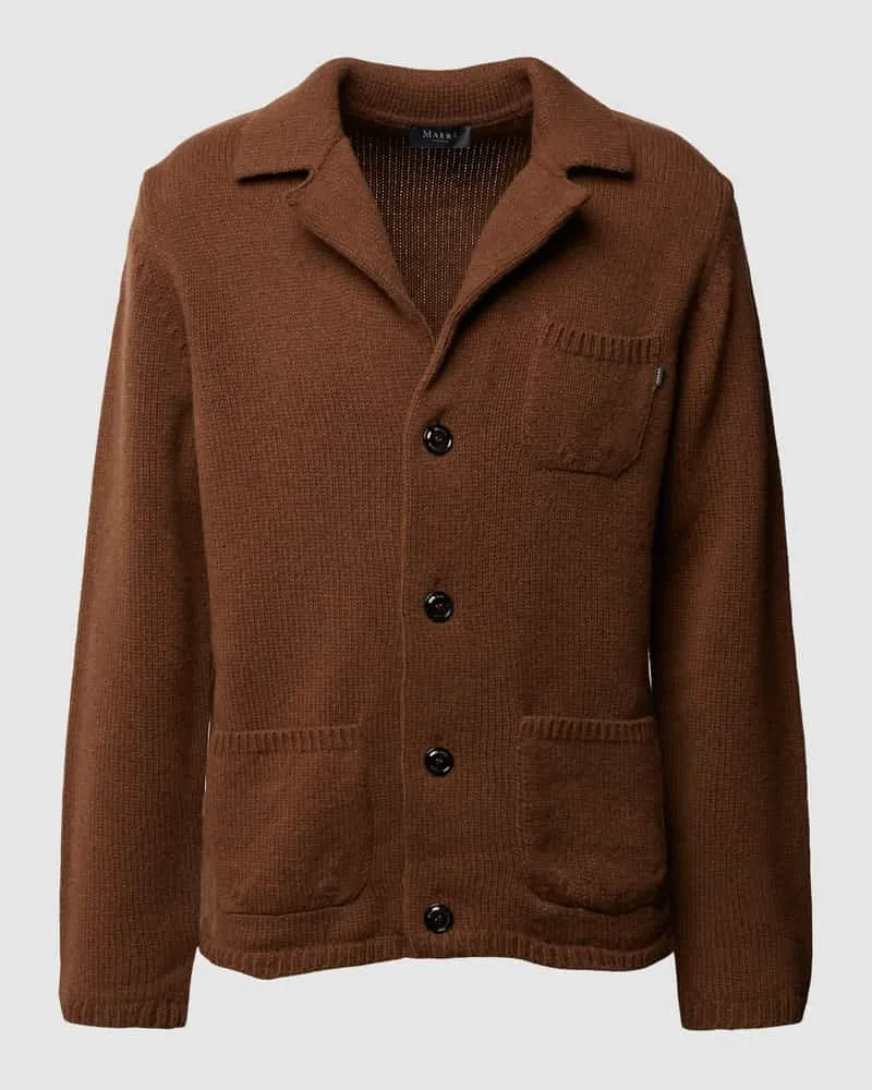 Maerz Regular Fit Strickjacke mit aufgesetzter Brusttasche Schoko