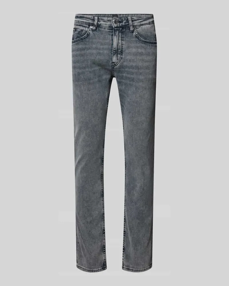HUGO BOSS Slim Fit Jeans im 5-Pocket-Design Modell 'Delaware Hellgrau