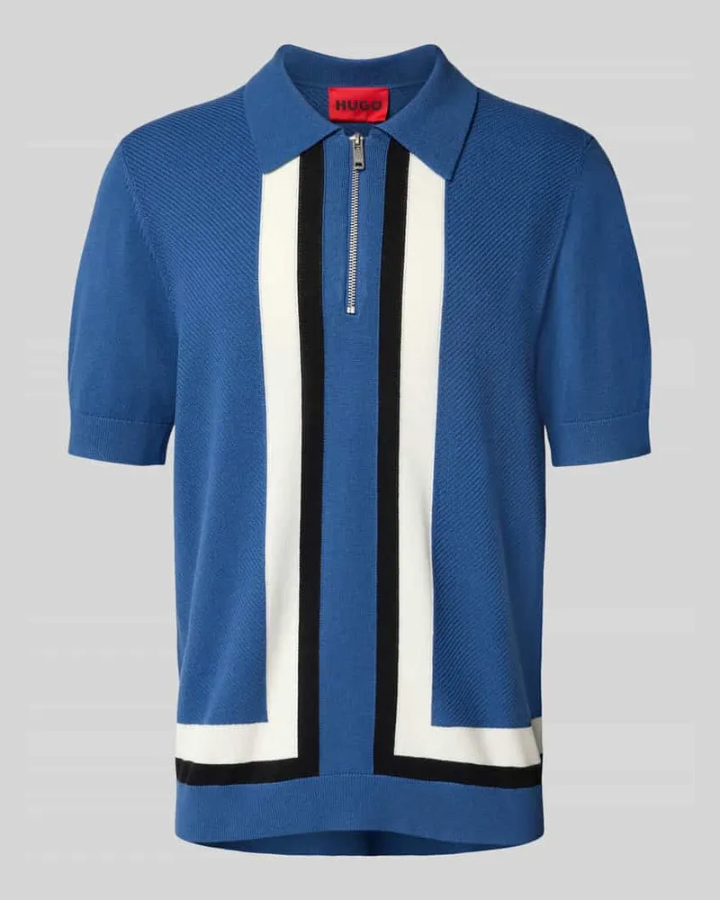HUGO BOSS Regular Fit Poloshirt mit Woll-Anteil Modell 'SHOLPONE Blau