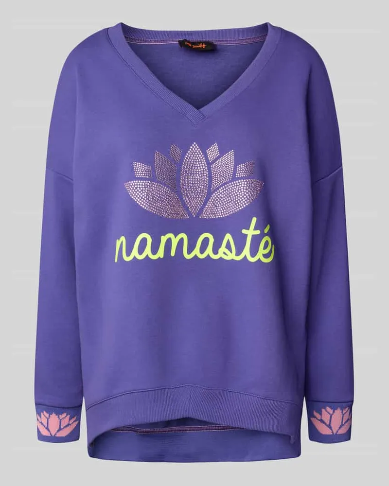 Miss Goodlife Relaxed Fit Sweatshirt mit V-Ausschnitt Lila