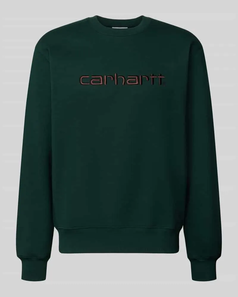 Carhartt WIP Regular Fit Sweatshirt aus Baumwoll-Mix mit Logo-Stickerei Dunkelgruen