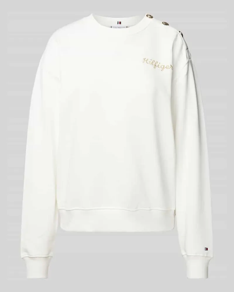 Tommy Hilfiger Sweatshirt mit Knopfleiste Ecru