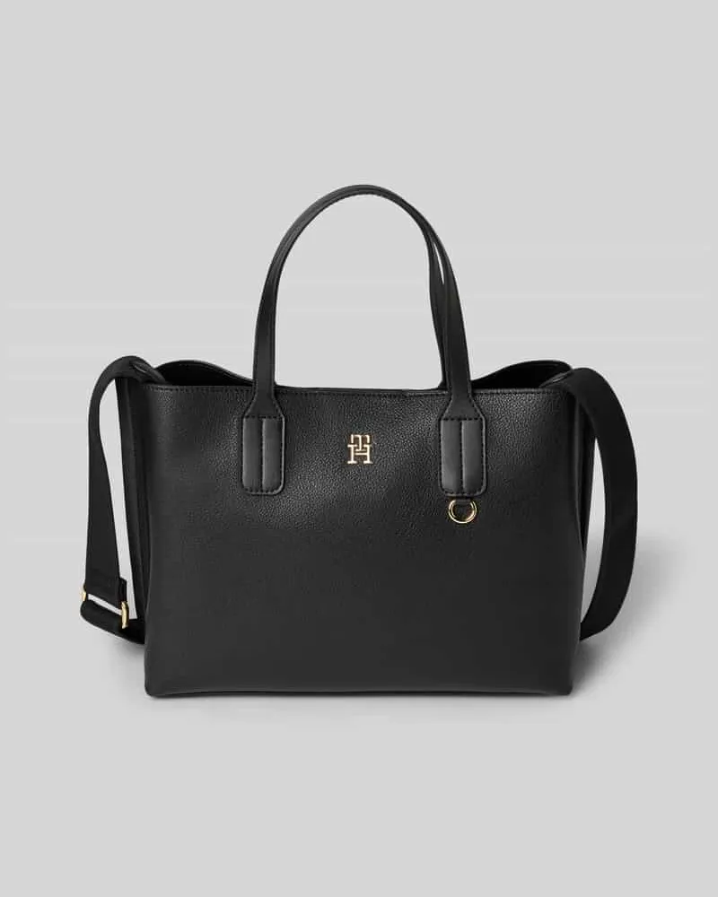 Tommy Hilfiger Tote Bag mit Logo-Applikation aus Metall Black
