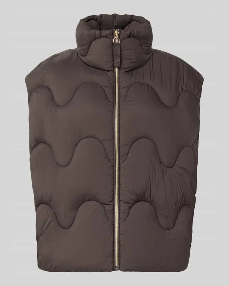 JAKE*S Regular Fit Weste mit Stehkragen Dunkelbraun