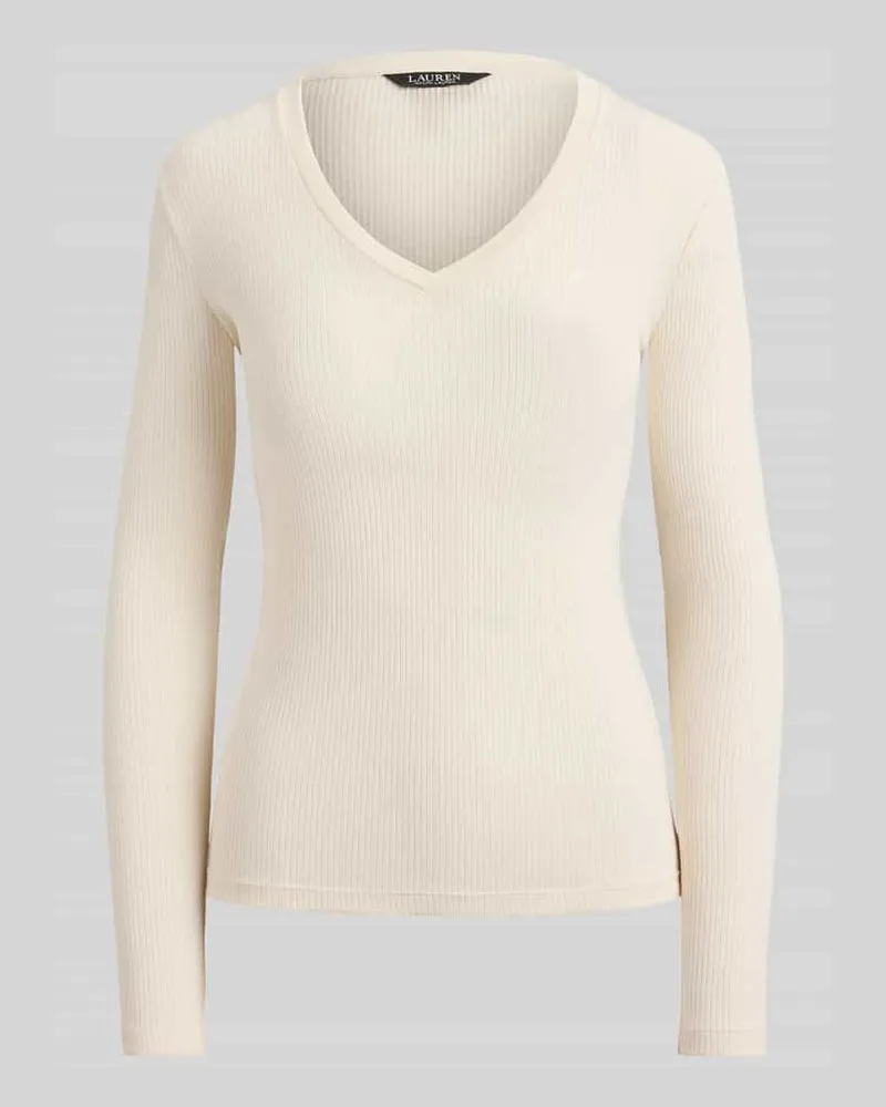 Ralph Lauren Slim Fit Langarmshirt aus Baumwoll-Modal-Mix Ecru