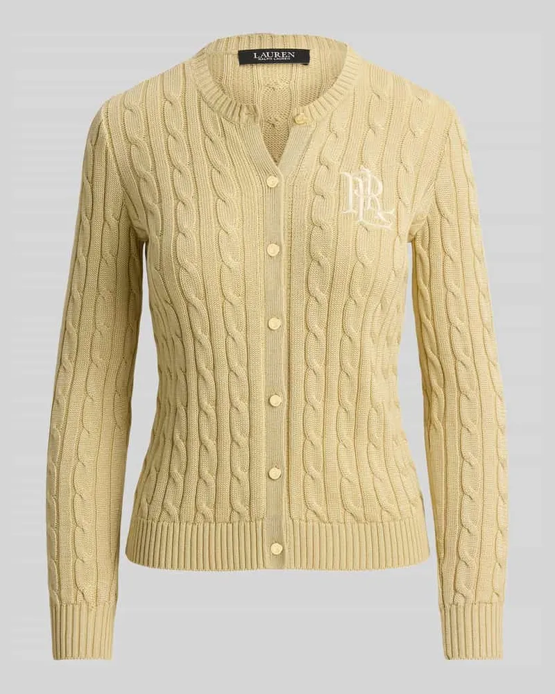 Ralph Lauren Regular Fit Strickjacke aus reiner Baumwolle mit Logo-Stitching Sand
