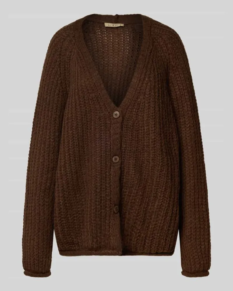Smith & Soul Oversized Strickcardigan mit V-Ausschnitt Modell 'HAIRY Schoko
