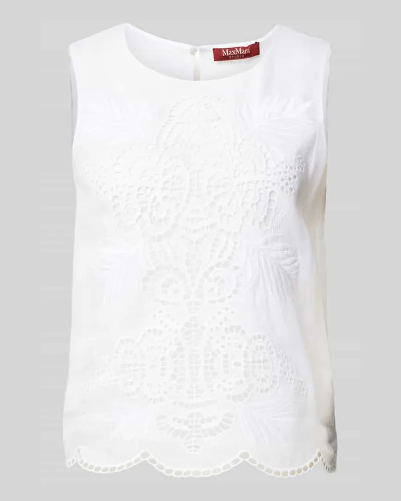 Max Mara Tanktop mit Zierbesatz Modell 'EFESO Weiss