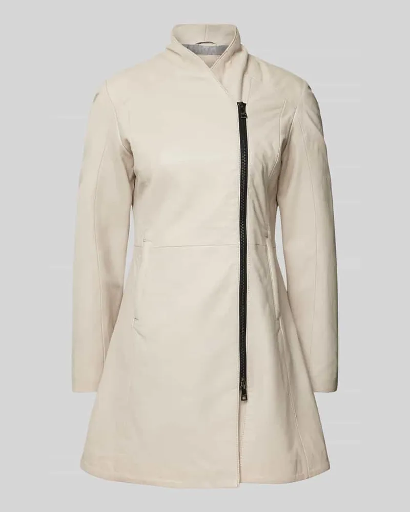 Mauritius Mantel mit asymmetrischem Zweiwege-Reißverschluss Modell 'Cita Offwhite