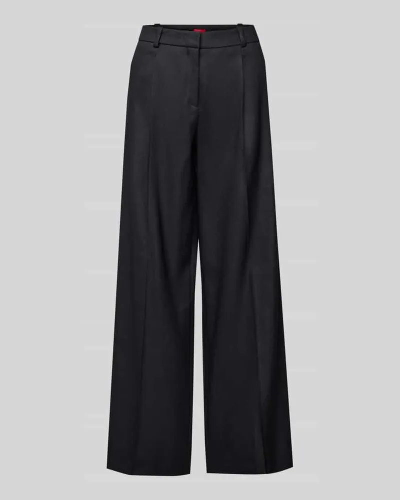 HUGO BOSS Wide Leg Leinenhose mit Eingrifftaschen Modell 'Halati Black