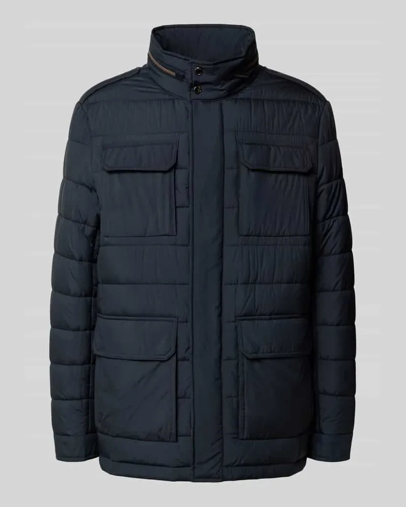 Bugatti Steppjacke mit Stehkragen und Pattentaschen Marine