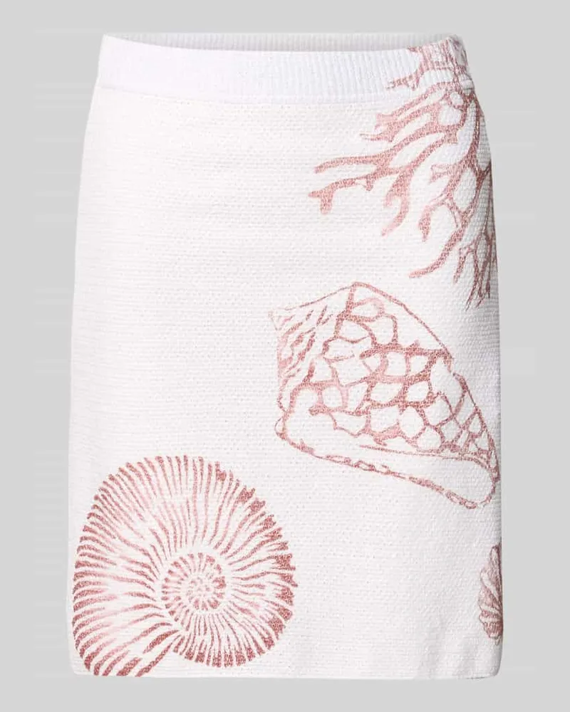 Marc Cain Knielanger Rock mit Allover-Motiv-Print Offwhite