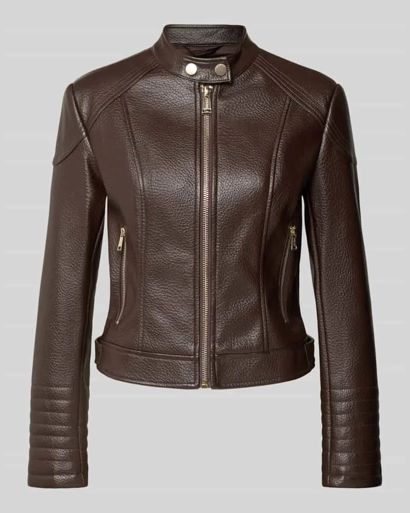 Guess Bikerjacke in Leder-Optik Modell 'MARLENE CARIBOU Dunkelbraun