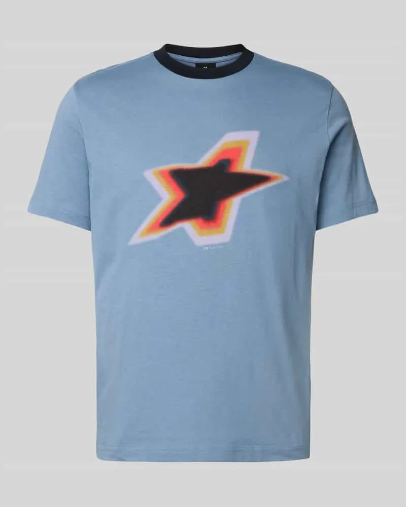 Paul Smith T-Shirt mit geripptem Rundhalsausschnitt Blau