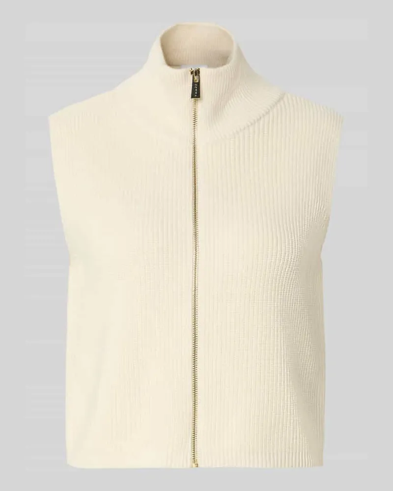 COMMA Strickweste mit Stehkragen und Reißverschluss Offwhite