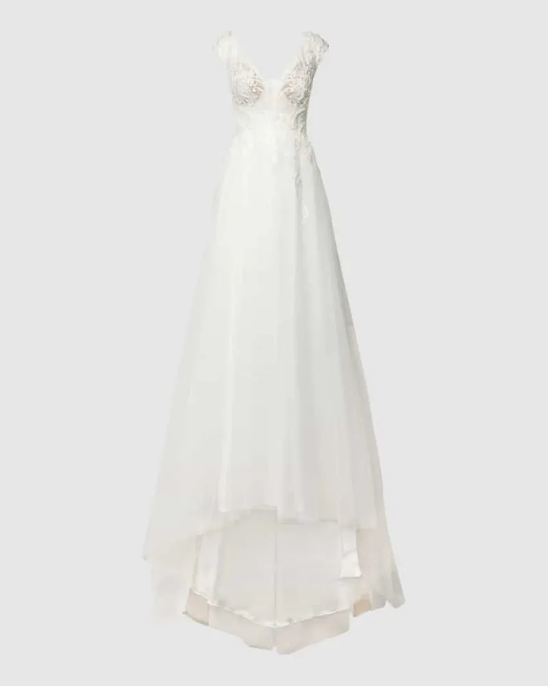 LUXUAR Brautkleid mit floraler Spitze Offwhite