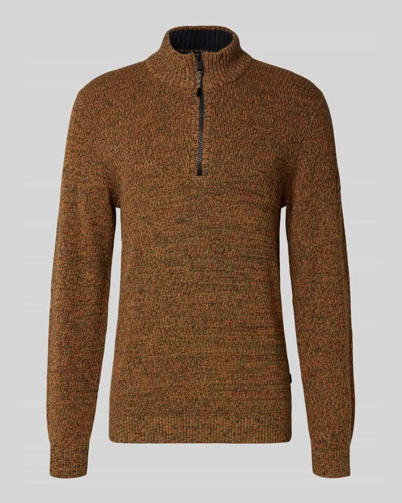 Camel Active Slim Fit Troyer mit Reißverschluss Modell 'Mouline Orange