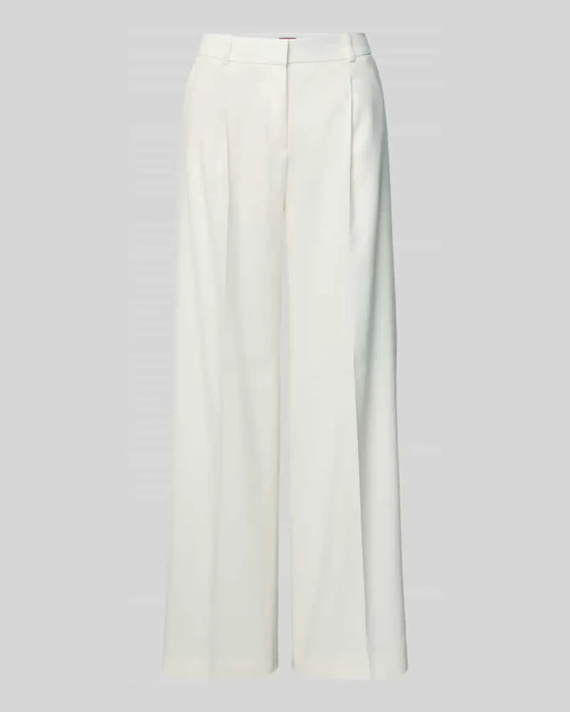 HUGO BOSS Wide Leg Leinenhose mit Eingrifftaschen Modell 'Halati Weiss