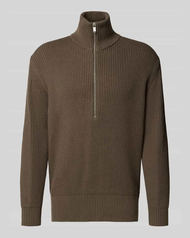 Drykorn Strickpullover mit Troyer-Kragen Modell 'MANUELO Khaki