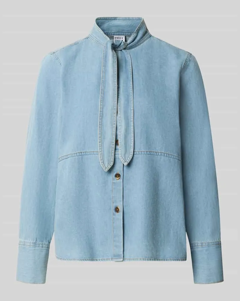 Emily van den Bergh Regular Fit Hemdbluse aus reiner Baumwolle in Denim-Optik Jeansblau