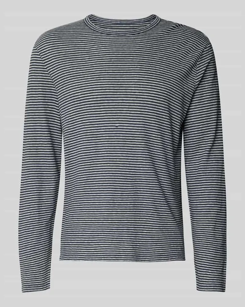 Officine Generale Regular Fit Longsleeve aus Leinen-Mix Mittelgrau
