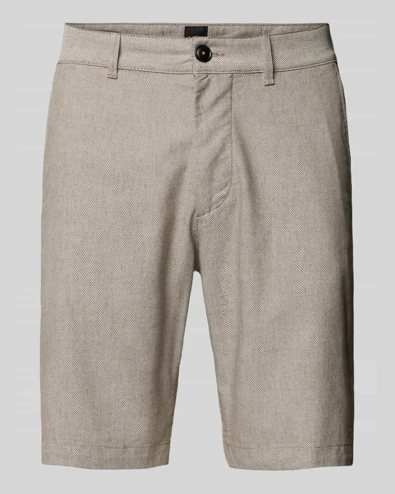 HUGO BOSS Slim Fit Bermudas mit Leinen-Anteil Beige