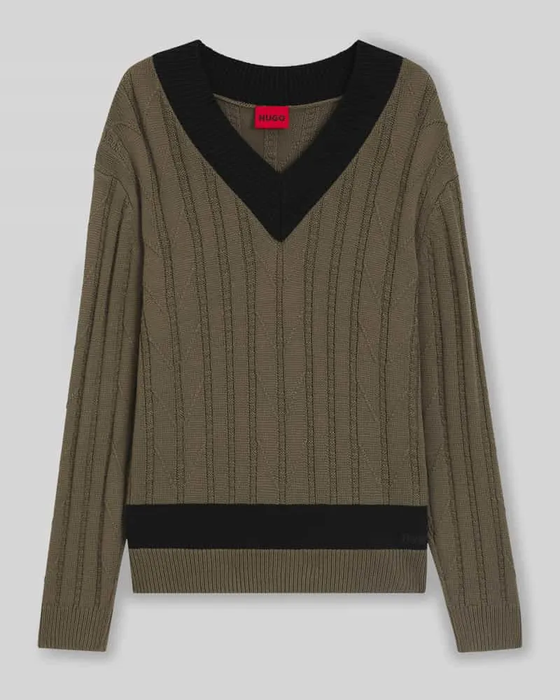 HUGO BOSS Oversized Pullover aus Schurwoll-Mix Taupe