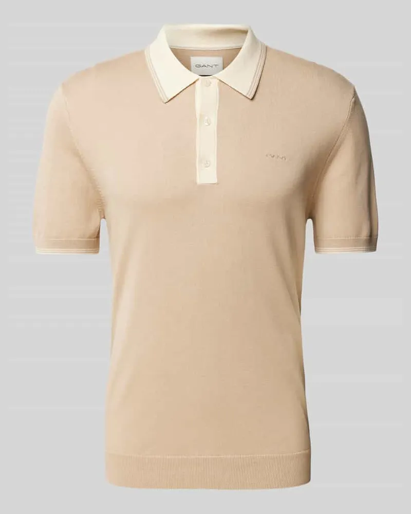 Gant Slim Fit Poloshirt mit Label-Stitching Beige