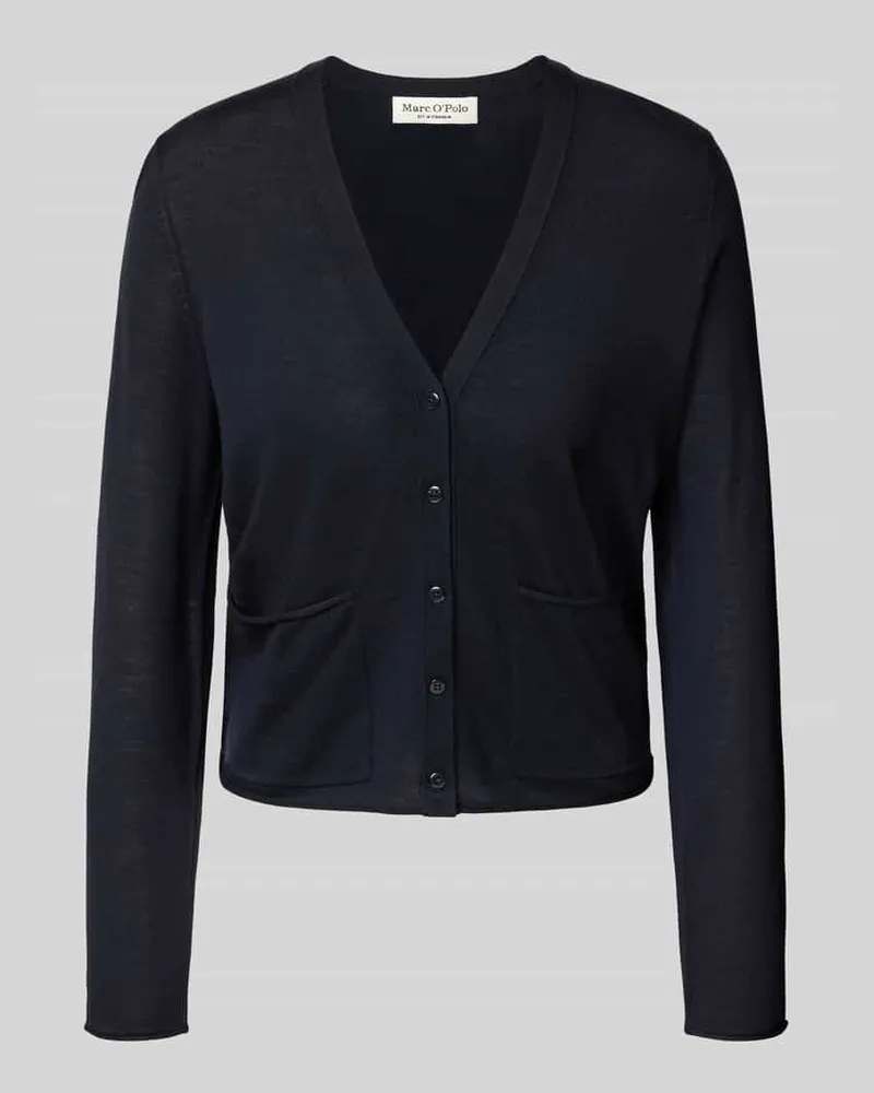 Marc O'Polo Regular Fit Strickjacke aus Schurwoll-Mix Marine