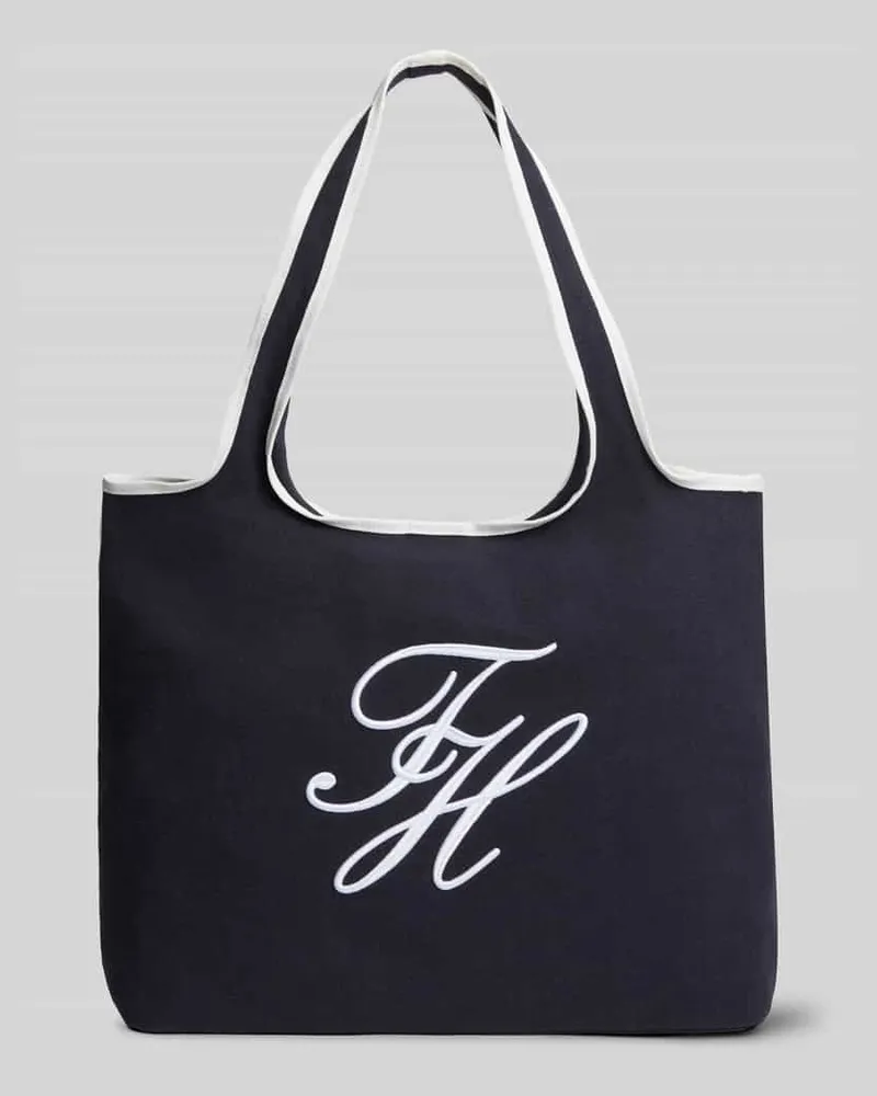 Tommy Hilfiger Strandtasche aus Baumwoll-Leinen-Mix Dunkelblau