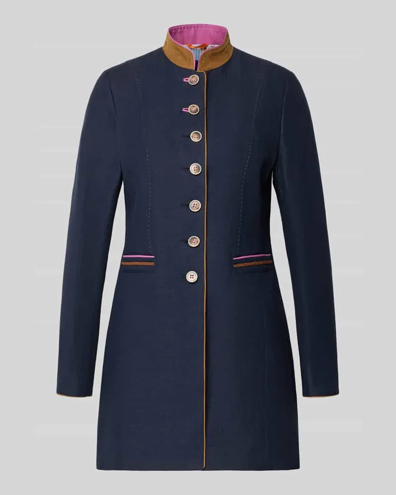 White Label Regular Fit Mantel aus Viskose-Mix mit Stehkragen Marine